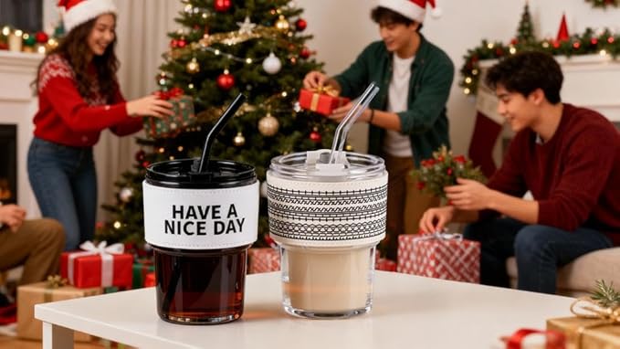 13oz/400ml Glass Water Tumbler with Straw and Lid Sealed Carry On Thick Wall Iced Coffee Cup Glass Cup for Water, Iced Tea Fruit Juice Etc (WTS)