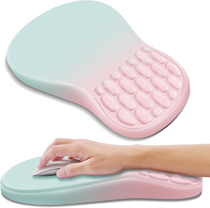 YIWEI Ergonomic Mouse Pad with Wrist Support - Gel Memory Foam Mouse Mat for Computer Keyboard & Laptop - Non-Slip Base, Pain Relief for Home Office & Gaming - Aurora/Northern Lights