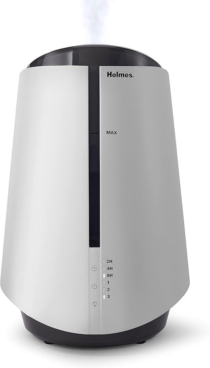 Holmes 1-Gallon Top-Fill Ultrasonic Cool-Mist Humidifier with Disinfectant Protection and 7 Color LED Lights White