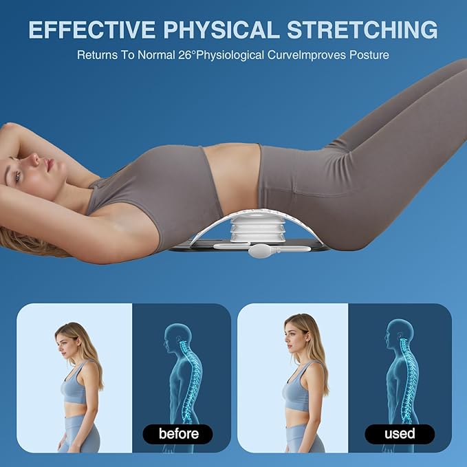 Back Stretcher for Lower Back Pain Relief,Adjustable Inversion Lumbar Traction Device,Lumbar Support Board for Spinal Decompression and Scoliosis,Ideal Mens Gifts&White Elephant Gifts
