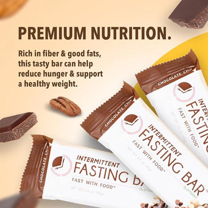 Prolon Fasting Bars | 5g Protein, 7g Fiber | Keto-Friendly, Gluten-Free, Dairy-Free, Plant-Based | Nutrition for Intermittent Fasting | Formulated to Not Break Your Fast | Chocolate Chip (12 Count)