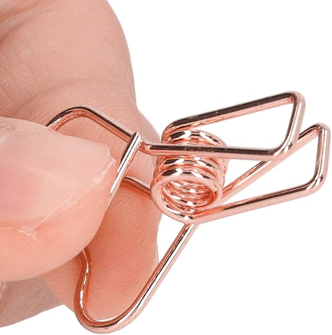 Clips in Assorted Sizes, Medium Metal Paper Clips, 100 Pcs Rose Gold - Strong Clamping Force, Hollow Heart Shape, Cute Office Document Accessories (Pink Gold)