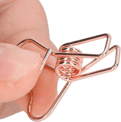 Clips in Assorted Sizes, Medium Metal Paper Clips, 100 Pcs Rose Gold - Strong Clamping Force, Hollow Heart Shape, Cute Office Document Accessories (Pink Gold)