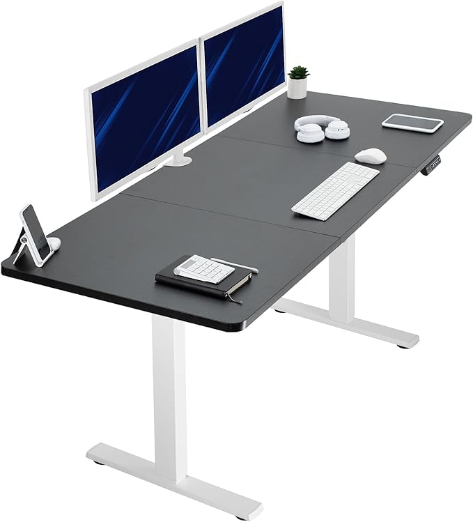 VIVO Electric 71 x 30 in Standing Desk, Memory Height Adjustment, 1B Series, Black Top White Frame, DESK-KIT-1W7B
