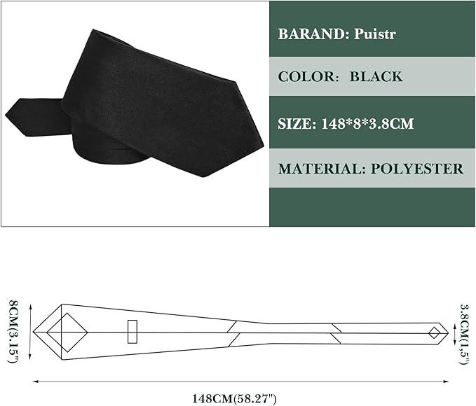 Men's Ties Solid Pure Color 3.15" (8CM) Necktie Plain Formal Business Wedding Black Ties For Men
