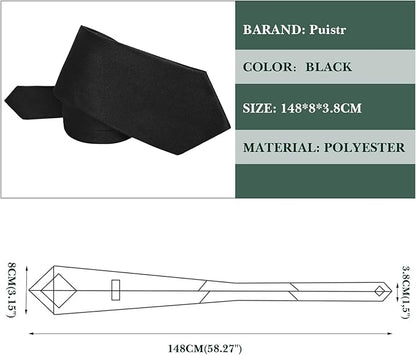 Men's Ties Solid Pure Color 3.15" (8CM) Necktie Plain Formal Business Wedding Black Ties For Men