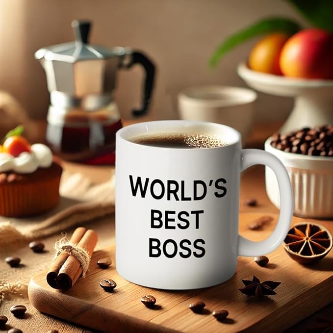 Breezy Valley World's Best Boss Mug - Funny Gifts for Women and Men, Boss Day, Christmas or Birthday Gift for Male or Female, Coffee Mug for Office, 11oz