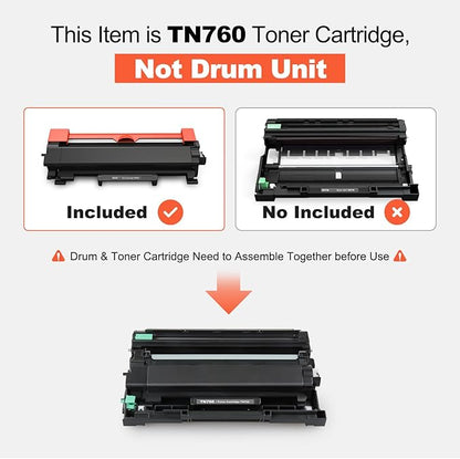v4ink 2PK TN760 Toner Compatible Replacement for Brother TN760 TN730 TN770 Toner Cartridge Black for Brother L2550DW L2325DW L2350DW L2370DW L2390DW L2395DW L2690DW L2710DW L2717DW L2750DW Printer