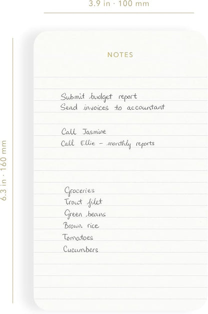 Elegant Desk Notepads for Professionals, Executive's Memo Pads, Minimalist, Gold Foiled, Lined Layout, 3 Pack, 225 Sheets Total (75 Each), 6.3" x 3.9”, 80 GSM, Eco-friendly, FSC™ Certified