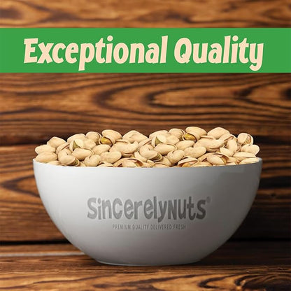 Sincerely Nuts Large Pistachios Roasted Salted in Shell 2LB Bag Healthy Snack Food Great for Cooking Source of Fiber, Protein, Vitamins Minerals Gourmet Flavor Kosher Gluten Free