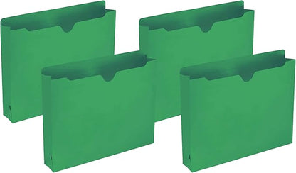 Smead File Jacket, Reinforced Straight-Cut Tab, 2" Expansion, Letter Size, Green, 50 per Box (75563) (Pack of 4)