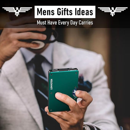 Upgraded Hinged Minimalist Wallet for Men | Slim Metal RFID Blocking Wallet | Credit Card Holder & Money Clip Holds 20 Cards | Premium Scratch-Resistant Finish | Ideal Gift for Men