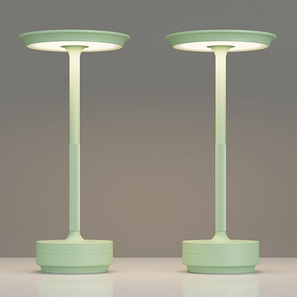 2 Pack Rechargeable Table Lamps Cordless, Portable 5000mAh Outdoor Table Light, 3 Color Stepless Dimming LED Table Lamp with Memory Function, for Home/Dinner/Patio/Restaurant.(Light Green)