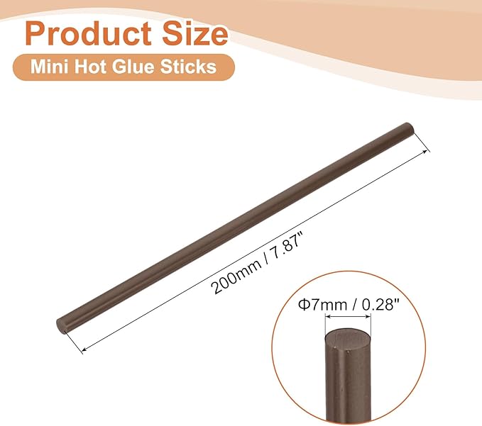 uxcell 8 Pcs Mini Hot Glue Sticks, 0.28" Dia x 7.87" Long EVA Glue Gun Sticks, Coffee Mini Hot Melt Glue Sticks for DIY Craft Sticky Projects