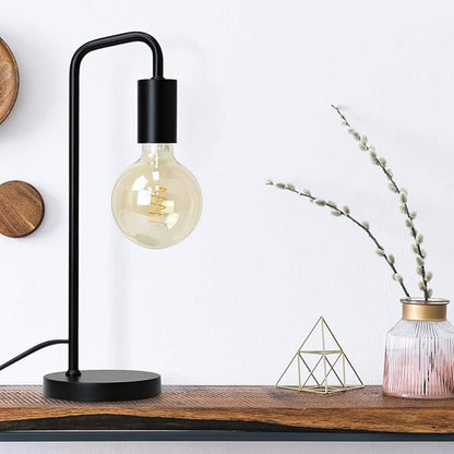 O’Bright Industrial Desk Lamp, 100% Metal Lamp, UL Certified Ceramic E26 Socket, Minimalist Design for Home Decoration, Table Lamp for Bedroom/Office/Dorm, ETL Listed, Black