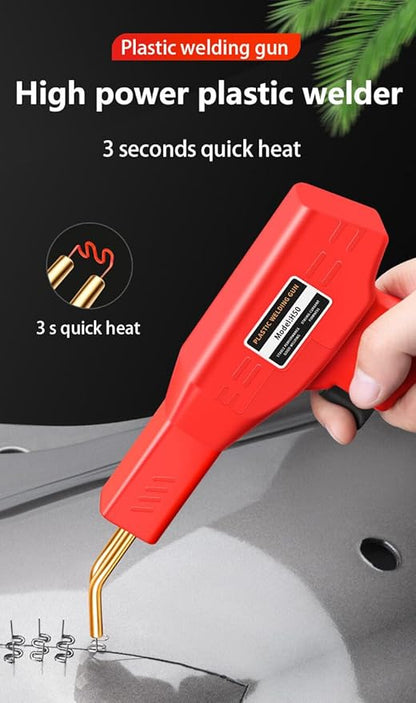 200W Plastic Welder, 2000PCS Staples 10PCS Sandpaper, Plastic welding Kit, Plier Custom Carry Case, Plastic Repair Car Bumper Repair Simplicity Of Use (Red)