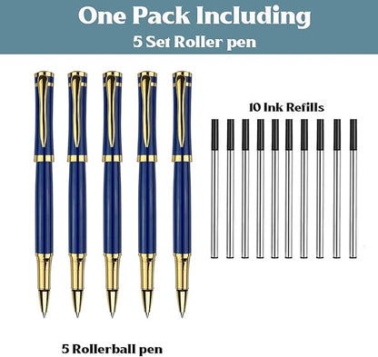 Ancolo Blue Ballpoint Pens - Modern, Classy, and Functional - Engraved with Your Message - Perfect for Groomsman, Wedding Party, Graduation, Christmas, Mother's Day