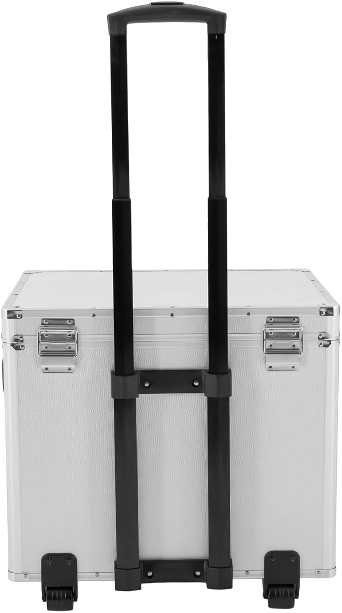 Portable Locking File Storage, Aluminum Alloy Document Box with Wheels Rolling File Storage Organizer Box Large Capacity Multifunctional Filing Cabinet with Security Code Lock for Office Home