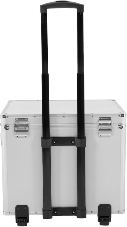 Portable Locking File Storage, Aluminum Alloy Document Box with Wheels Rolling File Storage Organizer Box Large Capacity Multifunctional Filing Cabinet with Security Code Lock for Office Home