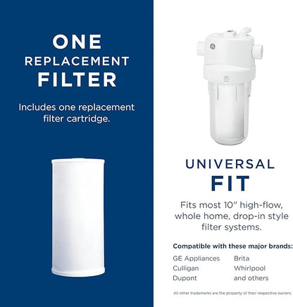 GE FXHTC Water Filter, Replacement for Water Filtration System, NSF Certified: Reduces Chlorine, Sediment, Rust & Other Impurities, Replace Every 3 Months for Best Results, 1 Filter (Pack of 4)