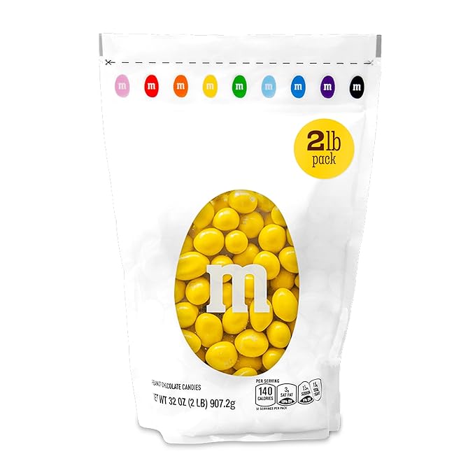M&M'S WORLD Yellow Peanut M&M’s chocolate candy 2 lb bag – bright snack for birthdays, buffets, celebrations, desserts, gifts, gatherings, or cheerful table display