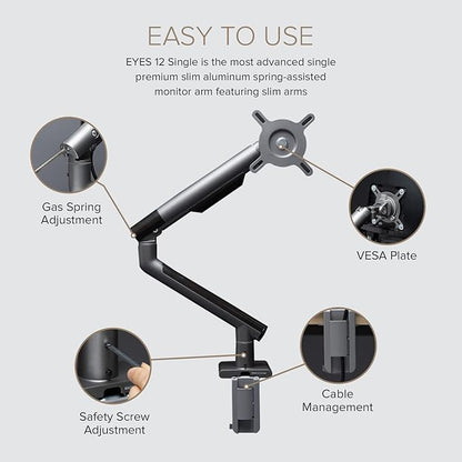 POUT E12 Dual Monitor Arm Mount Stand – Adjustable Full Motion Desk Mount for 17’’-32’’ Screens, Supports 4-22lbs per Arm, VESA 75x75mm & 100x100mm (White/Silver)