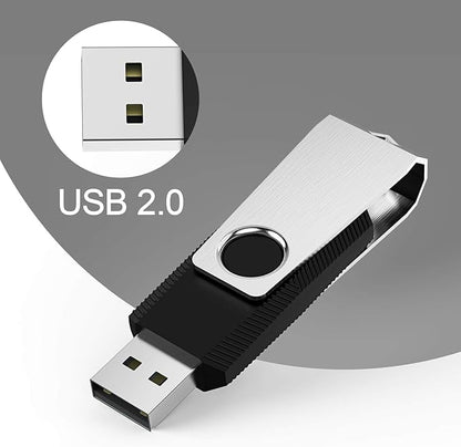 KEXIN 10 Pack USB Flash Drive - 64GB Thumb Drive with Swivel, Black (64GB, 10 Pack)
