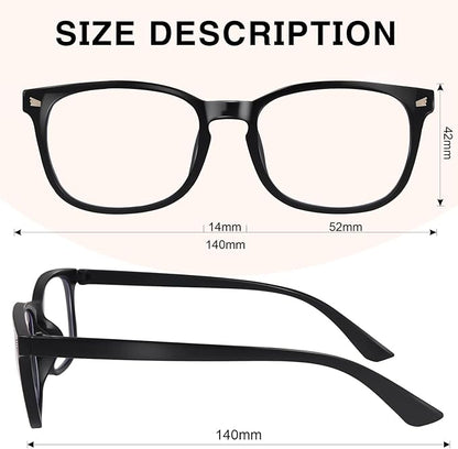 Blue Light Glasses for Woman Men | 99% Blue Light Blocking Glasses | Computer Glassess | Night Driving | Gaming | TV Phone Screen Reader Square Frame | Anti Eyestrain & UV Glare Protection