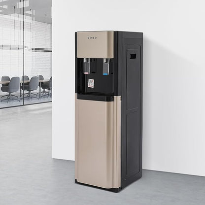 Bottom Loading Water Cooler Dispenser for 20L/5.28 Gallon Bottles,Stainless Steel Hot & Cold Water Dispenser with LED Indicator Light for Home, Offices, Hotels, Kitchens (Gold)