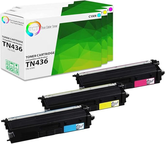 TCT TN436 Color Toner Cartridge 3 Pack - Compatible Replacement for Brother TN436C TN436M TN436Y High Yield Works with Brother HL-L8260CDW L8360CDWT L8360CDW MFC-L8610CDW Printers (C M Y)