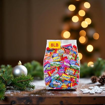 Assorted Candy Variety Pack – 8lb Individually Wrapped Candy for Christmas Stocking Stuffers, Party Favors, Goodie Bags, Piñata Candies – 8 Pounds of Mixed Candies Bulk Pack