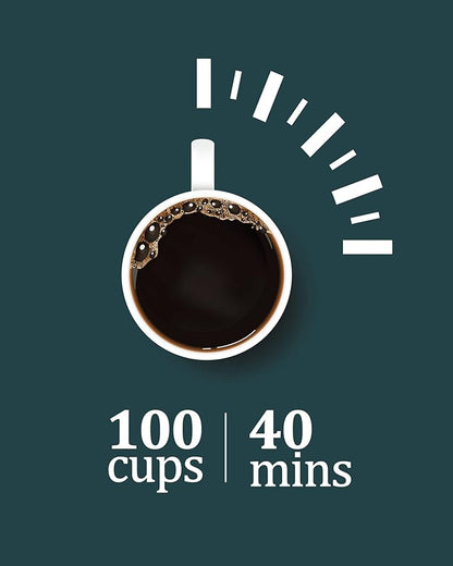 100 Cup Commercial Coffee Urn - 14l Large Capacity Stainless Steel Coffee Maker, Fast Brew/Rapid Extraction with Automatic Temperature Control & Faucet, Food-Grade 304 Hot Coffee/Hot Water Dispenser