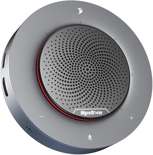 WYRESTORM Halo 90 Conference Speaker with USB-C Multi-Port Adapter Docking Supply Power to PC, 4 Noise-canceling Mics, Enhanced 360° Voice Pickup, 4K@60Hz Video Resolution, AGC Voice Balance