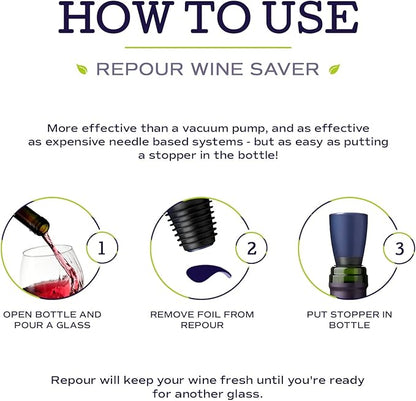 Repour Wine Saver and Stopper - Removes Oxygen, Preserving and Keeping Wine As Fresh As The Day The Bottle Was Opened (10-Pack)