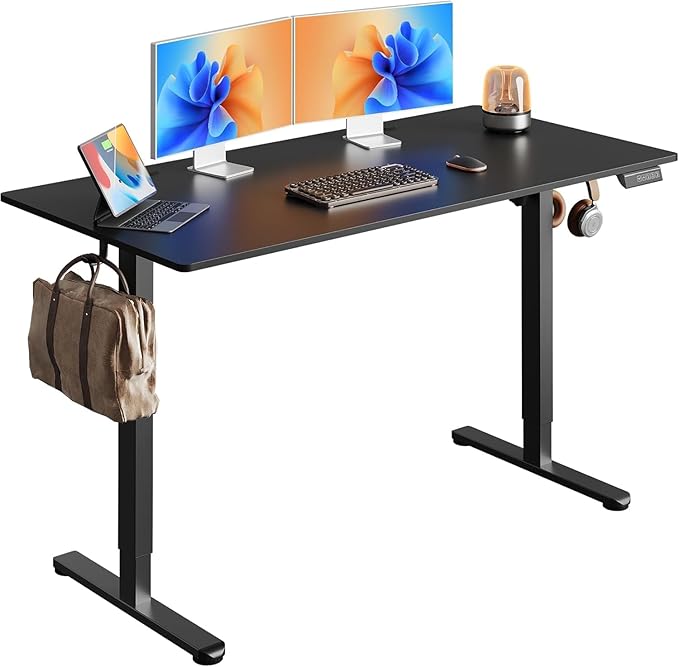 DEVAISE 55x28 Inch Whole Piece Standing Desk, Seamless One-Piece Electric Standing Desk with Adjustable Height, 3-Preset Memory Sit Stand up Desk for Home, Office (Black)