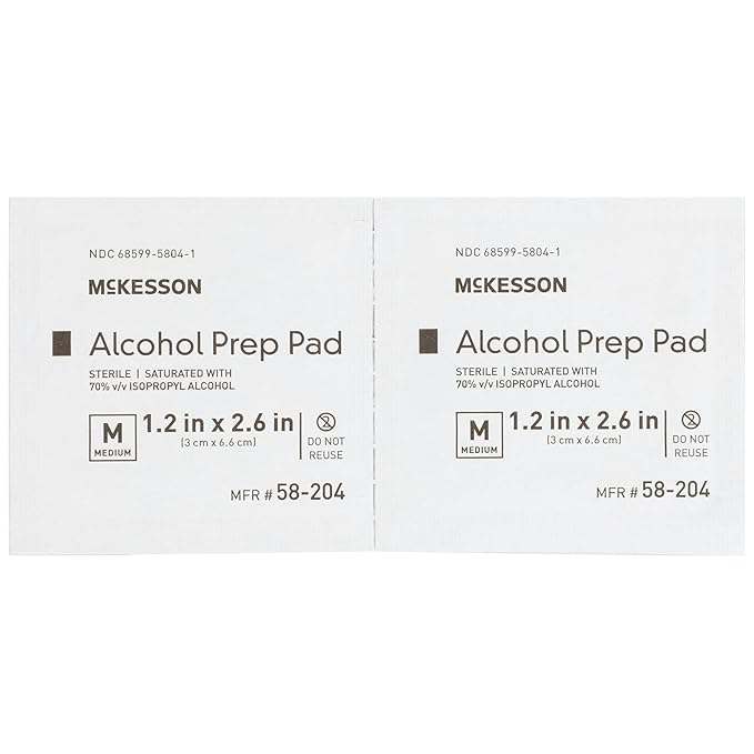 McKesson Alcohol Prep Pads [400 count] 70% Isopropyl, Individually Wrapped Wipes, Sterile, Medical-Grade, First Aid, Medium