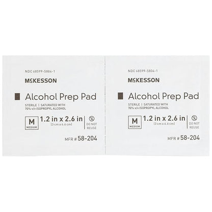 McKesson Alcohol Prep Pads [400 count] 70% Isopropyl, Individually Wrapped Wipes, Sterile, Medical-Grade, First Aid, Medium