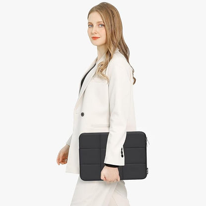 MOSISO 13-14 inch Laptop Case, 13.3 inch Puffy Laptop Sleeve Compatible with MacBook Air 13 13.3 13.6/Pro 13/14, HP, Dell, ASUS, Lenovo, Rectangle Quilted Puffer Computer Bag for Women, Black