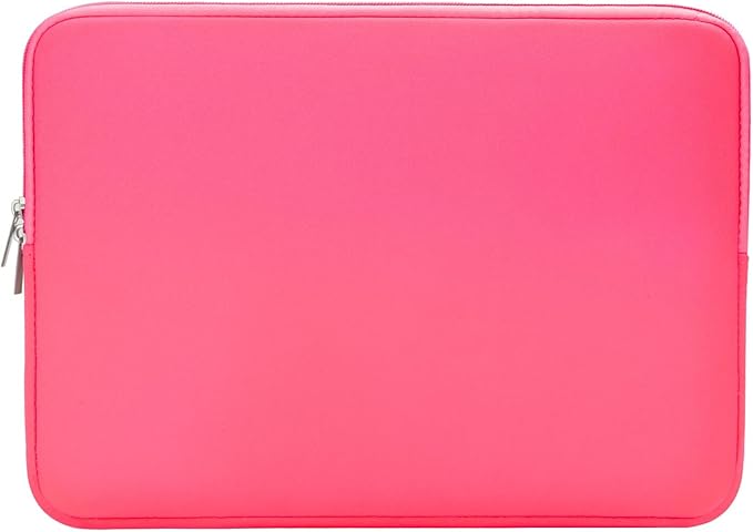 RAINYEAR 15.6 Inch Laptop Sleeve Protective Case Soft Carrying Zipper Bag Cover Compatible with 15.6" Notebook Computer Ultrabook Chromebook (Bright Pink)
