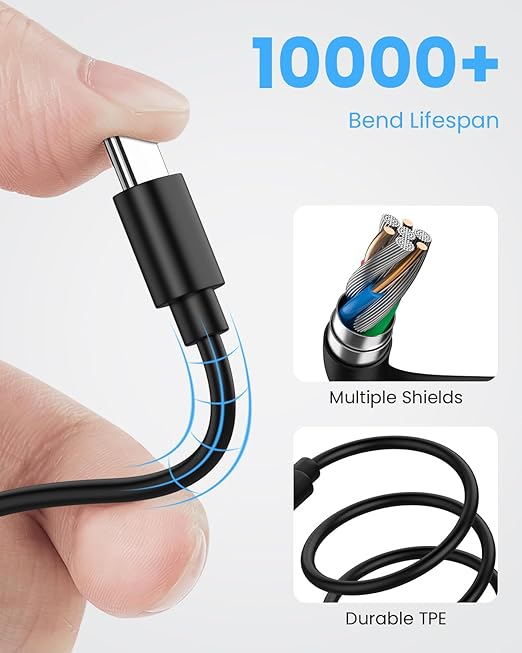 [1FT, 10-Pack] Multi Short USB Charging Cables, Fast Charge & Sync Type-C/Lightning/Micro Cords Bulk for Charging Station Compatible with iPhone16&15, iPhone5-14, iPads, iPods, Mobiles, Tablets, Black