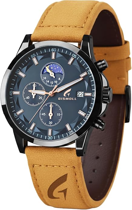 Distinctive Mens Analog Chronograph Watches with Auto Date & Multi Subdials, Fashion Casual Sport Quartz Wrist Watches with Luminous, 3ATM Waterproof, Valentines Day Gifts for Him, Boyfriend, Husband, Dad