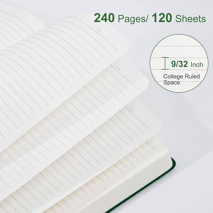 COMIX A4 Lined Journal Notebooks, 240 Pages, Large Size-8.5" x 11", Dark Green, Hardcover Journaling Notebooks for Men & Women- Fits for Office, Business, School, Notes Taking & Writing