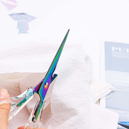 AxeWoodz Rainbow Scissors 6.5 Inch Office Scissors Craft Scissor Stainless Steel Blade with Clear Acrylic Handle All Purpose Shears
