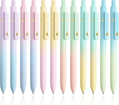 Gel Pens, 12 Pcs 0.5mm Fine Point Smooth Writing Pens Japanese Cute Pens, High-End Series Black Ink Pens for Journaling Note Taking, School Office Supplies for Women Men (12 Pcs Ombre)