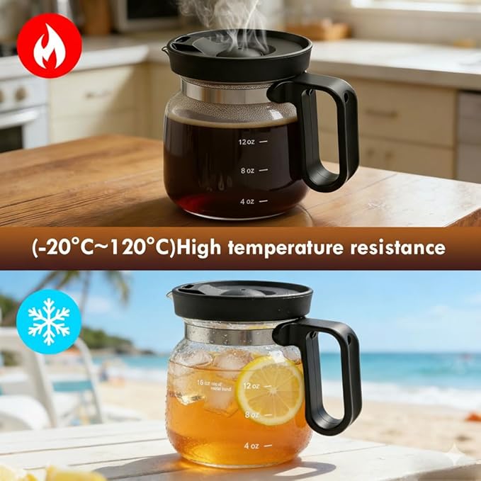 Mini Coffee Pot Mug with Lid,16Oz Glass Coffee Pot Coffee Mugs,Spill-Proof & Heatproof Coffee Pot Cup Gifts for Coffee Lovers (1Pcs)
