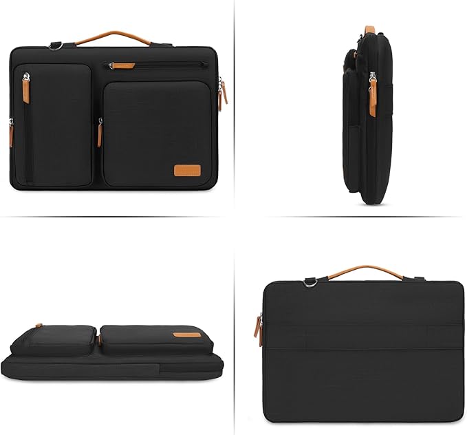 MOSISO 360 Protective Laptop Shoulder Bag,13-13.3 inch Computer Bag Compatible with MacBook, HP, Dell, Lenovo, Asus Notebook,Side Open Messenger Bag with 4 Zipper Pockets&Handle, Black