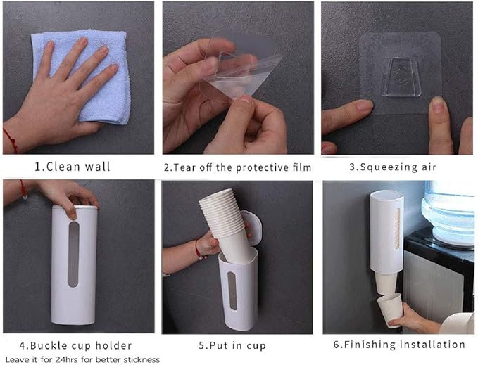 Disposable Cup Dispenser, Wall Mounted, Paper Cup Organizer, Self Adhesive, No Drilling Holes, Single Tube