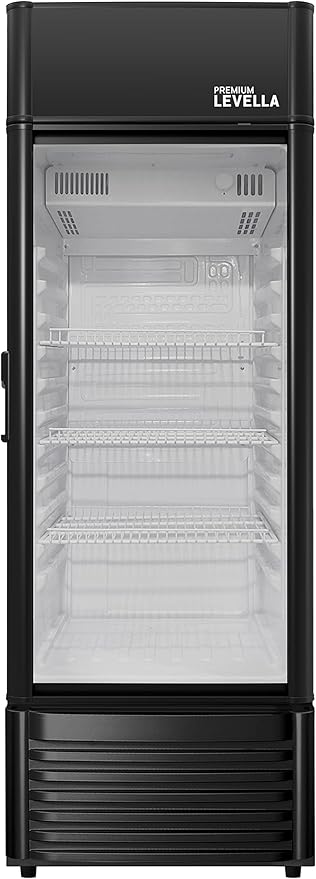 PremiumLevella PRF657DX Glass Door Display Refrigerator 6.5 cu ft Commercial Beverage Cooler Merchandiser With Customizable Lightbox