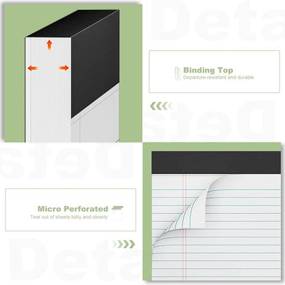 6 Pack Legal Pads 8.5 x 11 College Ruled Notepads, White Note Pads 8.5'' x 11'' Writing Pads Narrow Ruled Lined Paper Pads, 30 Sheets Per Note Pad, Legal Notepads for Work Study Daily Note Taking List