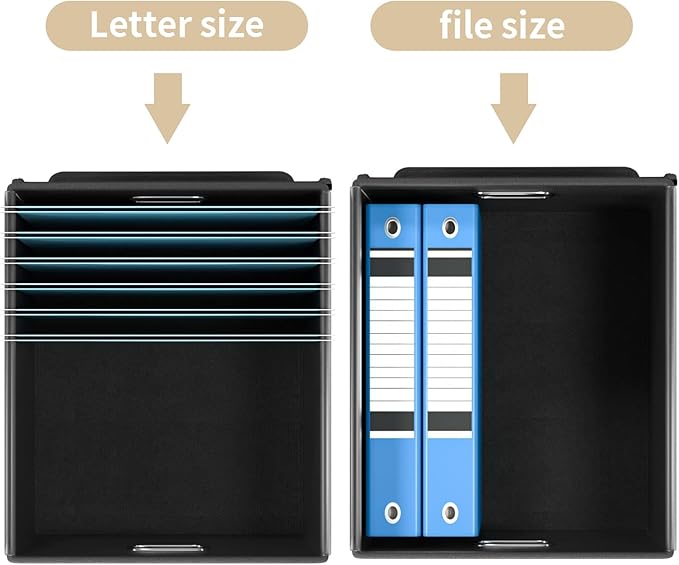 Huolewa File Organizer Box with Lid, Collapsible File Folder Organizer for Office Document Storage, Filing Box with Plastic Slide for Letter/Legal Size Hanging Files (Brown)
